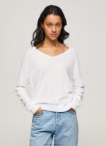 White V Neckline Relaxed Fit Jersey Pepe Jeans L20F2F240 Women - Image 3