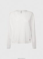 White V Neckline Relaxed Fit Jersey Pepe Jeans L20F2F240 Women - Image 5