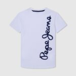 White Vertical Logo Cotton T-Shirt Pepe Jeans L20F2F1618 Boy