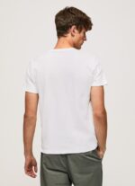 White Waffle Knit Cotton T-Shirt Pepe Jeans L20F2F960 Men - Image 4