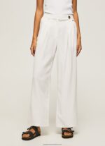 White Wide Pleated Trousers Pepe Jeans L20F2F288 Women - Image 2