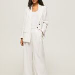 White Wide Pleated Trousers Pepe Jeans L20F2F288 Women