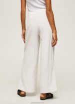 White Wide Pleated Trousers Pepe Jeans L20F2F288 Women - Image 4